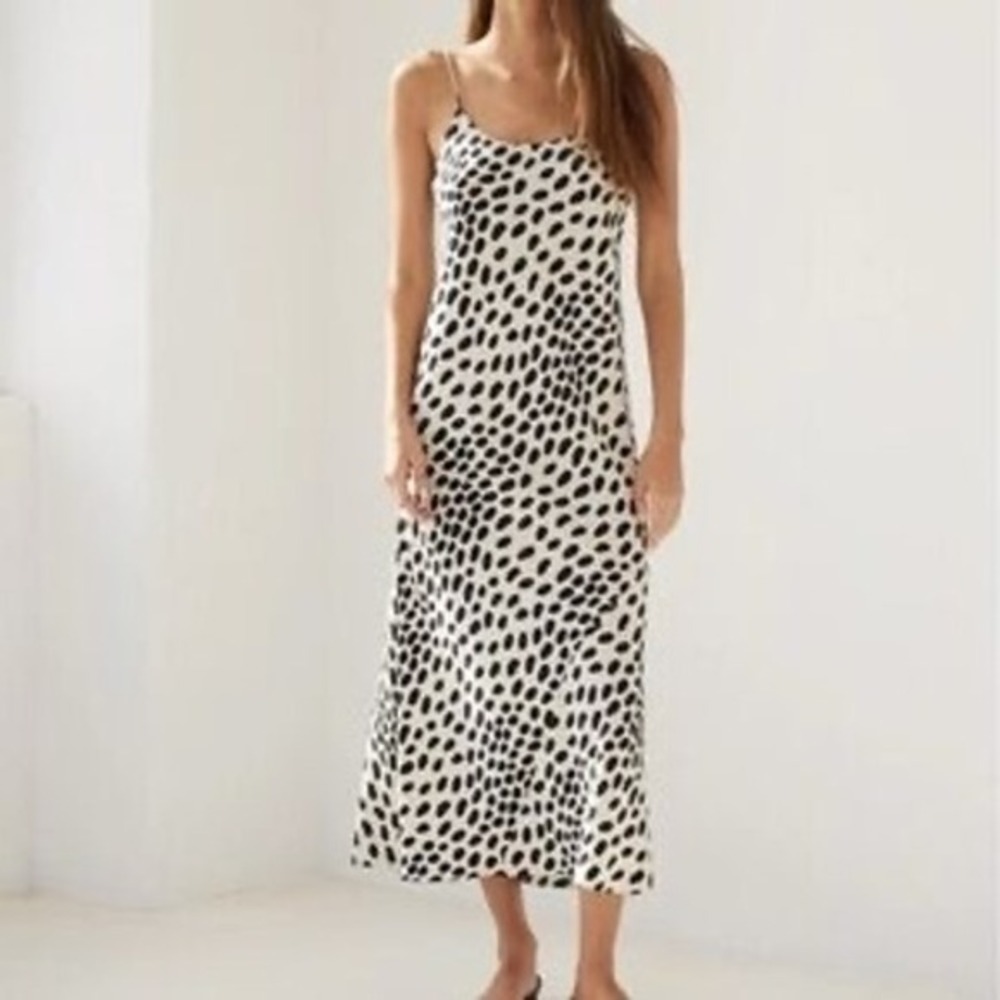 AYR. Dalmatian Print Slip Midi Dress Spaghetti Straps. NWOT. XL